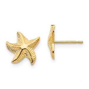 14k Yellow Gold Children's Starfish Post Earrings